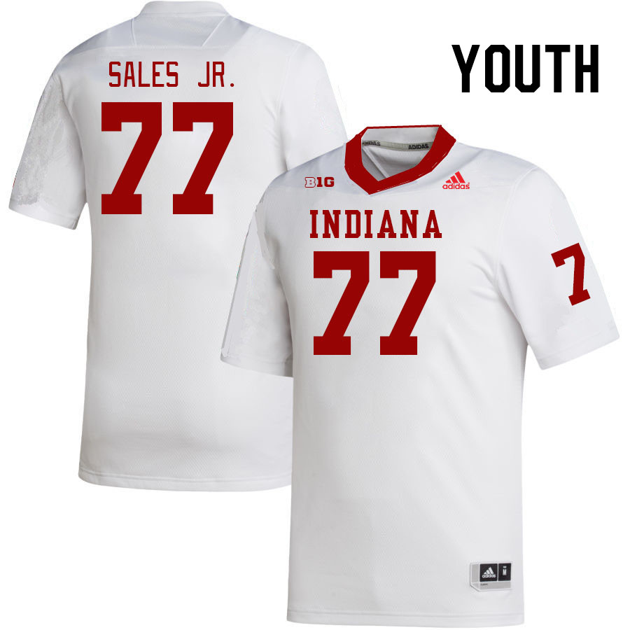 Youth #77 Joshua Sales Jr. Indiana Hoosiers College Football Jerseys Stitched-White